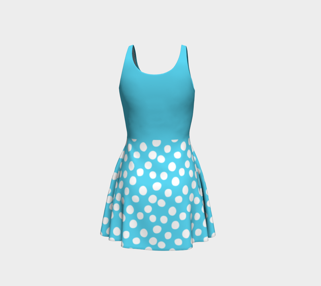 All About the Dots Flare Dress - Blue with Solid Blue Bodice thumbnail #4