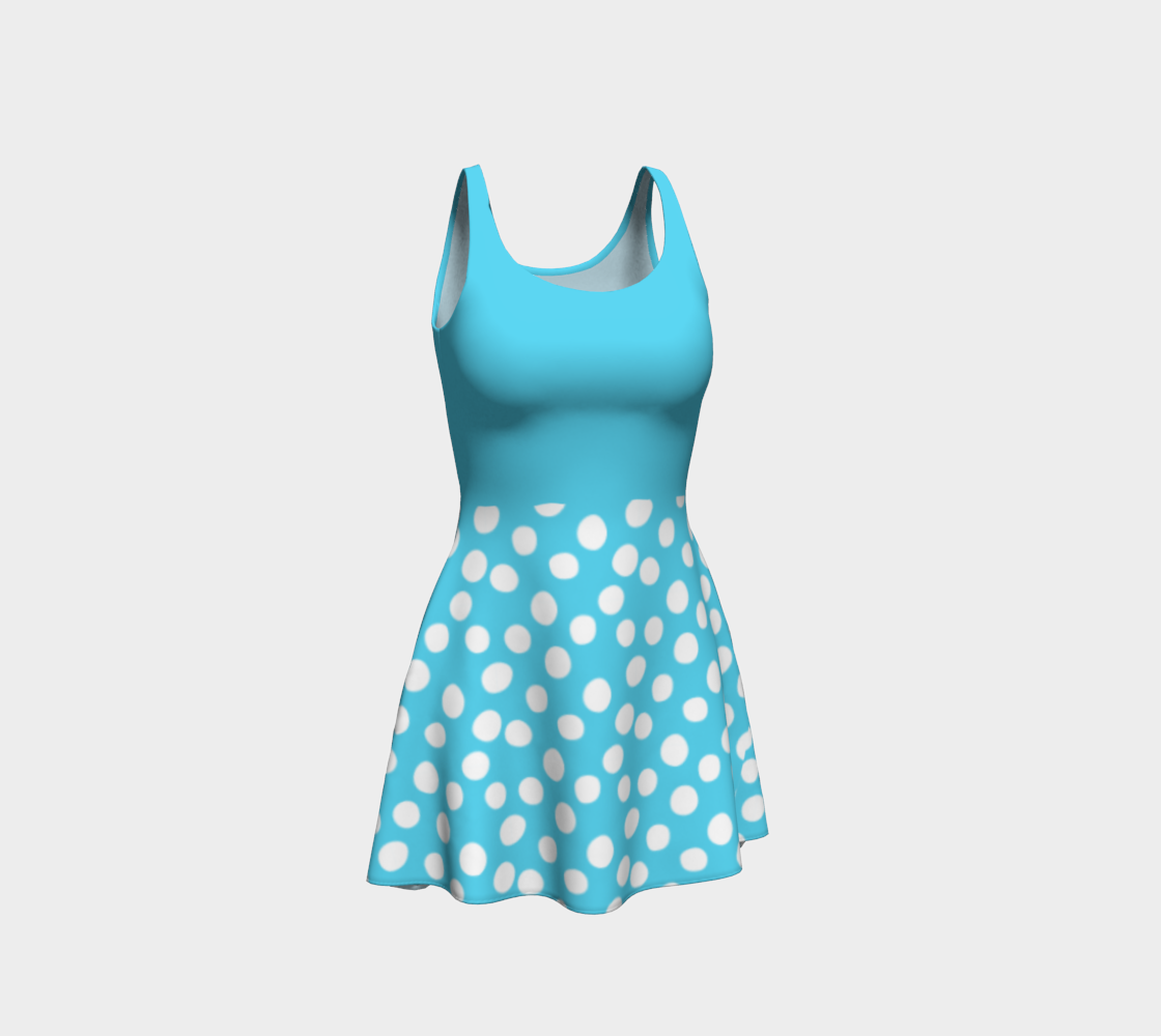 All About the Dots Flare Dress - Blue with Solid Blue Bodice preview