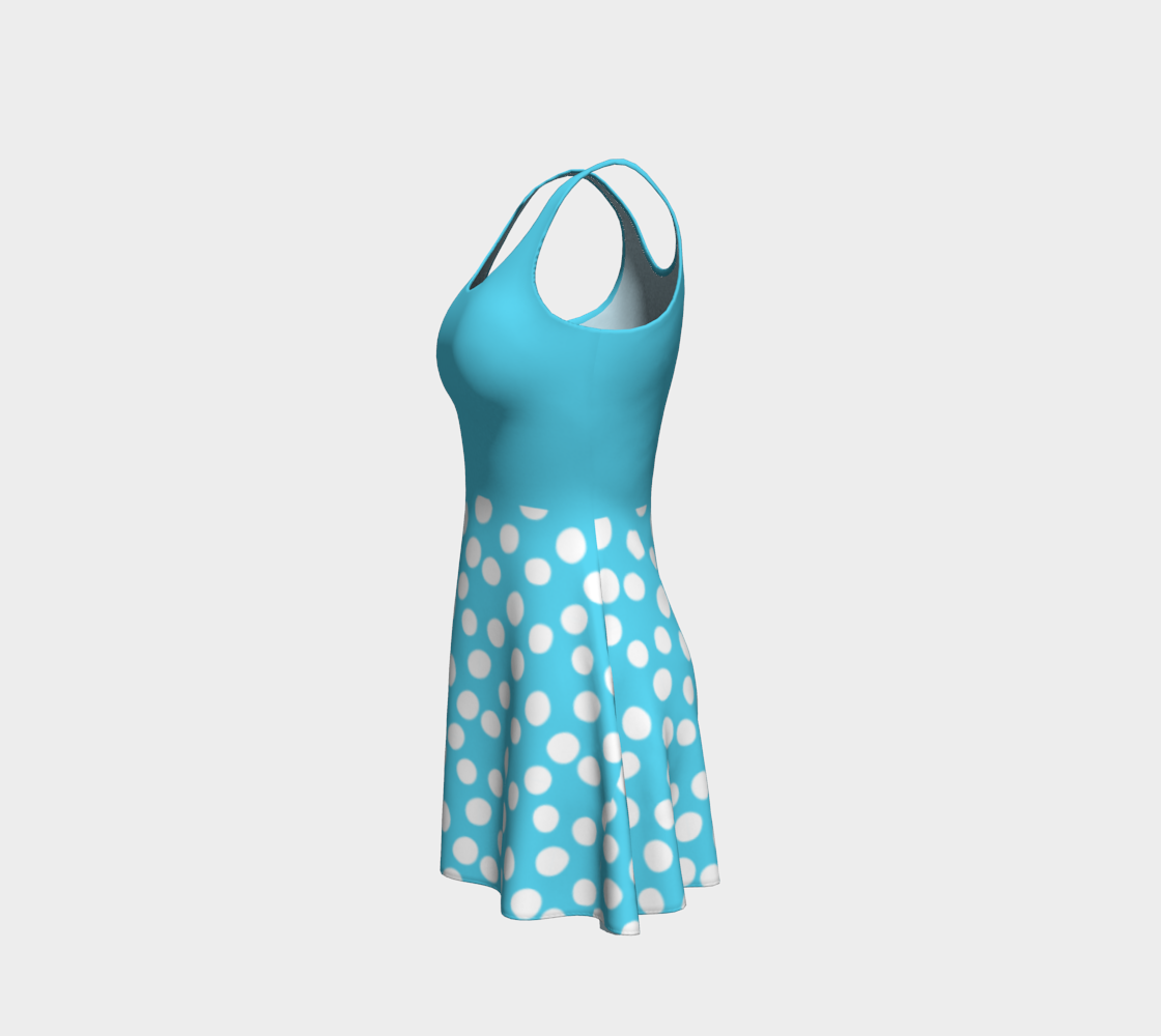 All About the Dots Flare Dress - Blue with Solid Blue Bodice thumbnail #3