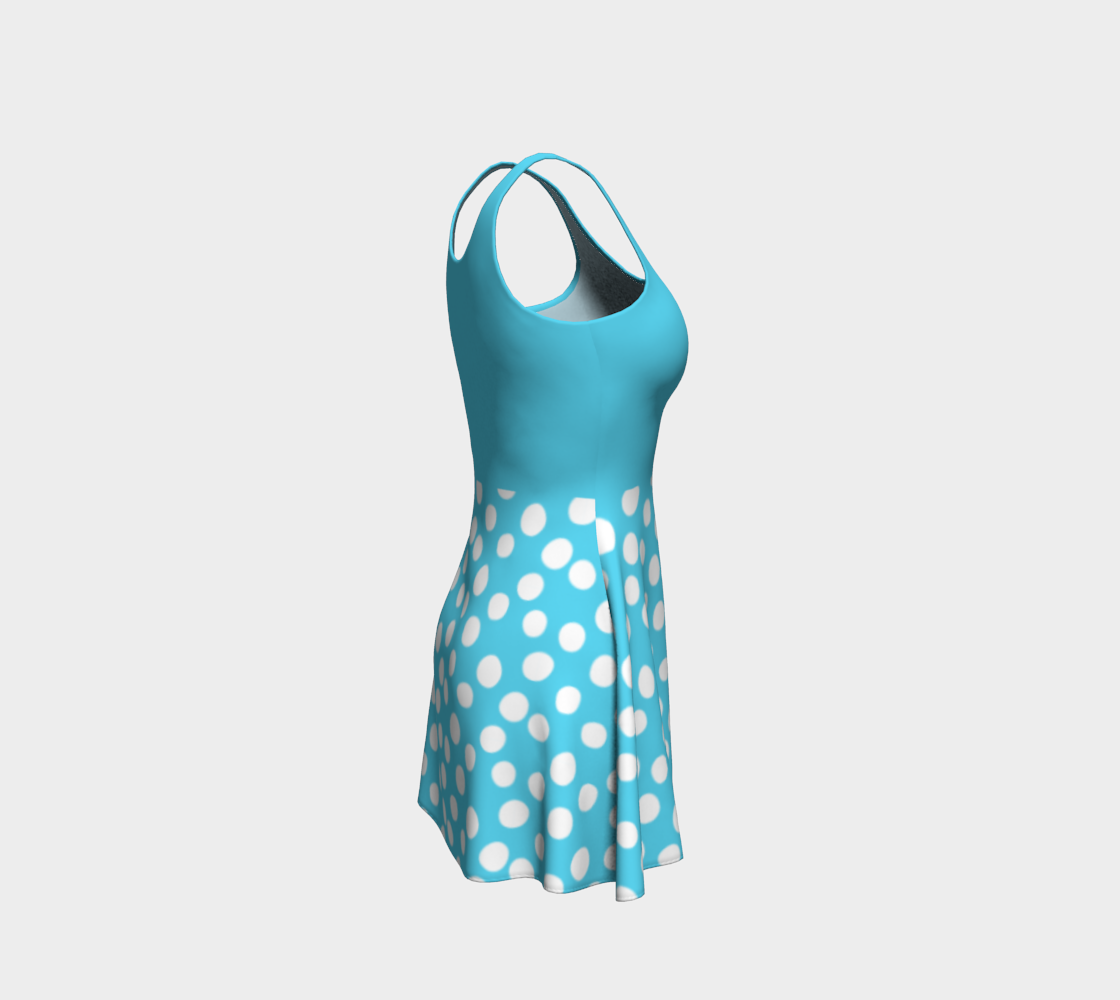 All About the Dots Flare Dress - Blue with Solid Blue Bodice preview #4