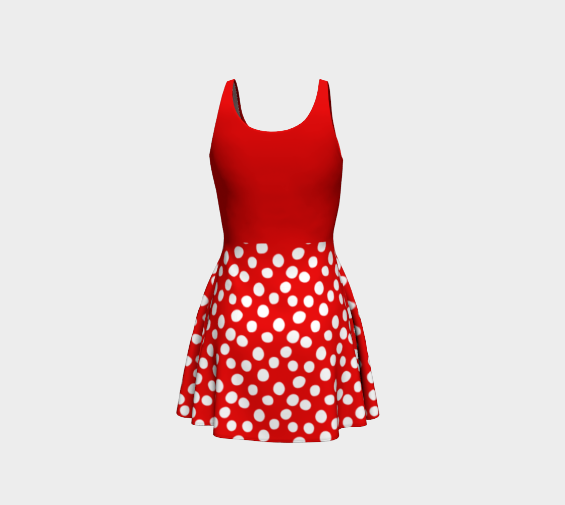 Aperçu de All About the Dots Flare Dress - Red with Solid Red Bodice #3