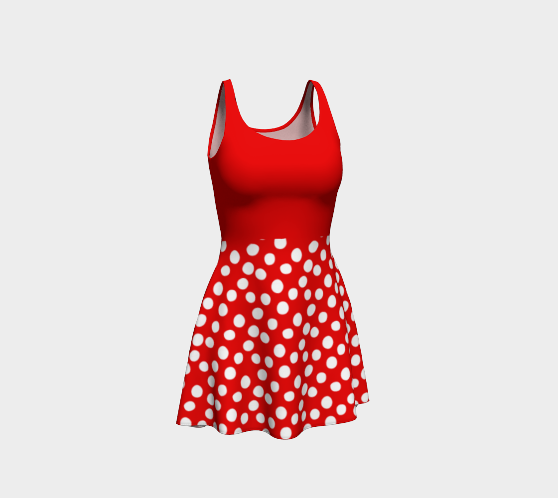 All About the Dots Flare Dress - Red with Solid Red Bodice preview #1