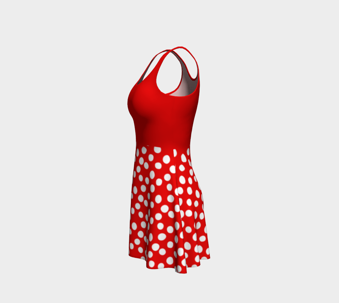 All About the Dots Flare Dress - Red with Solid Red Bodice thumbnail #3