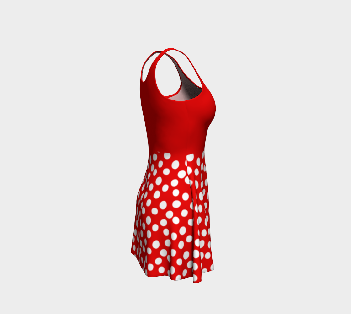 All About the Dots Flare Dress - Red with Solid Red Bodice preview #4