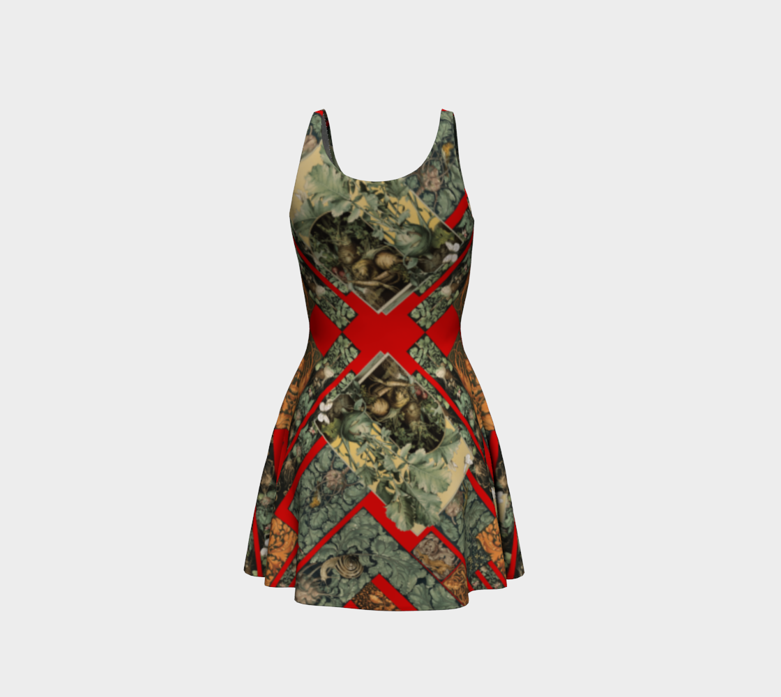 Victorian Vegetables Flare Dress 2 preview #3