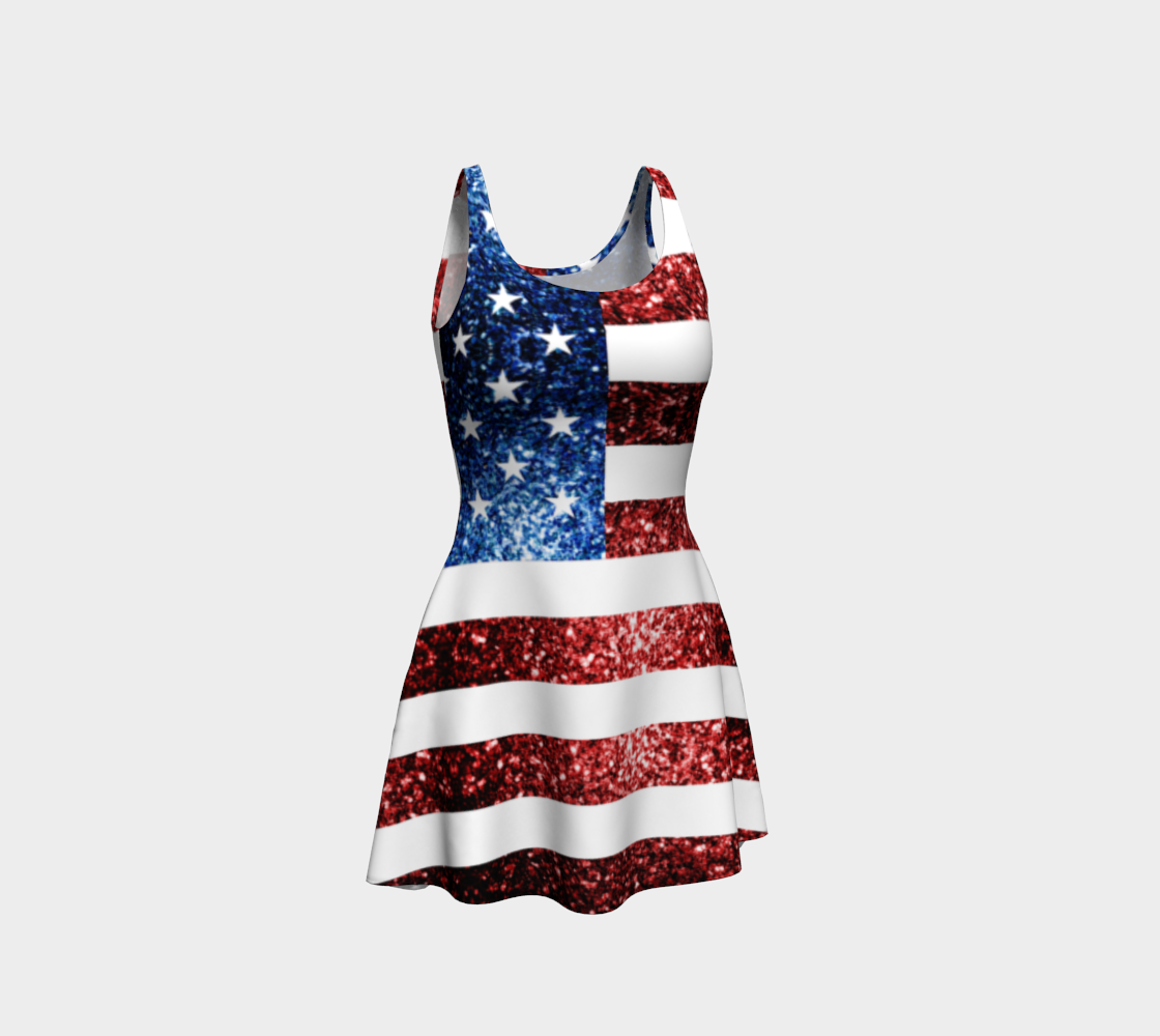 Aperçu de USA flag red blue sparkles glitters