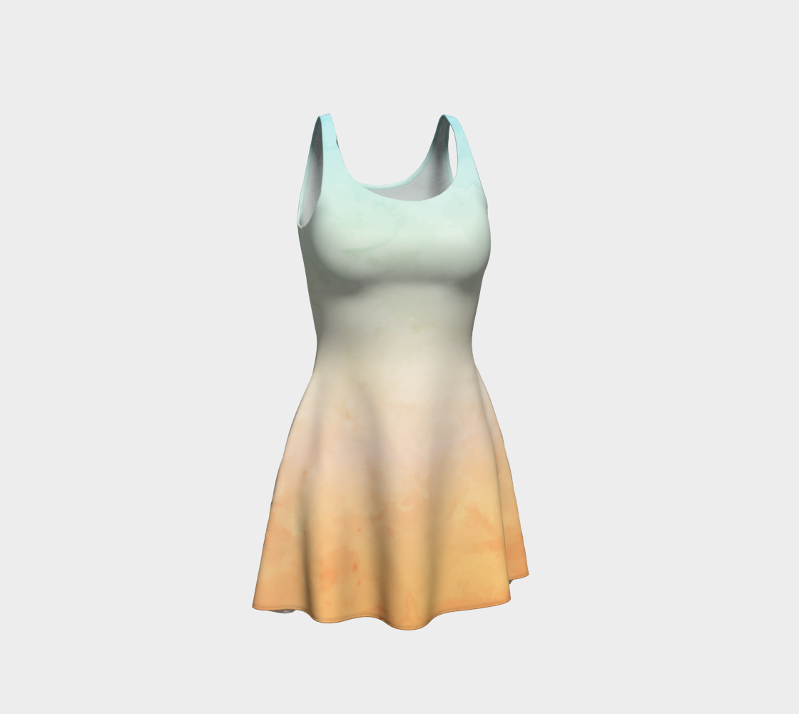 Aqua To Peach Watercolor Flare Dress preview #1