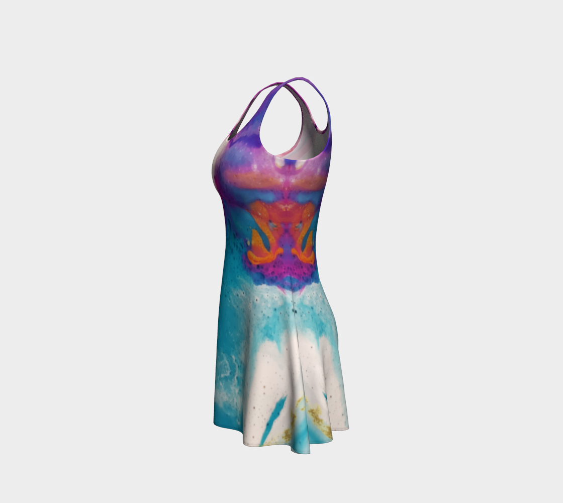 Aqua N Purple Watercolor Splash Flare Dress preview #2