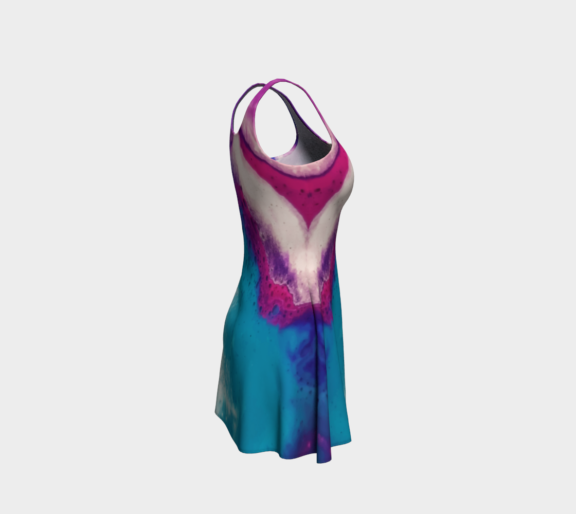 Aqua N Purple Watercolor Splash Flare Dress preview #4