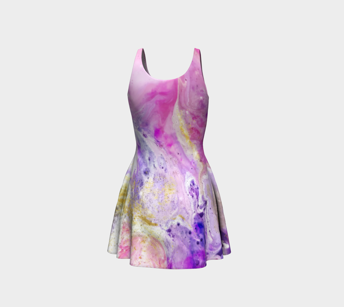 Watercolor Swirls Flare Dress preview #3
