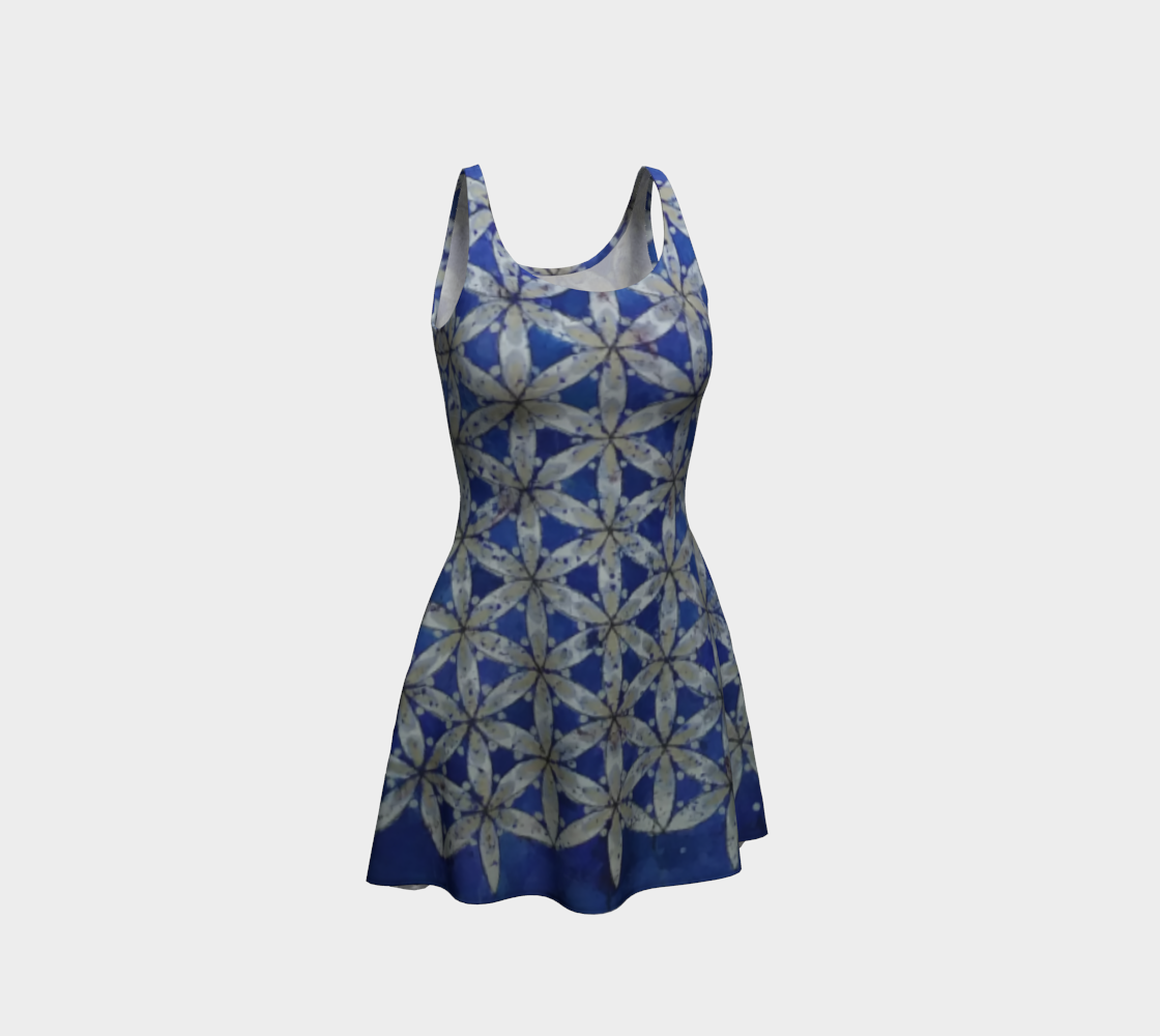 Blue & White Floral Flower of Life Tank Dress preview