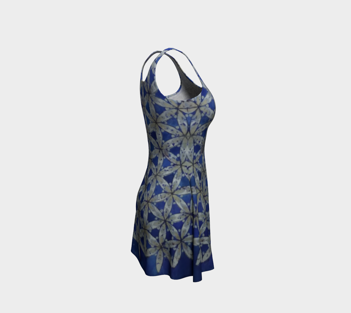Blue & White Floral Flower of Life Tank Dress preview #4