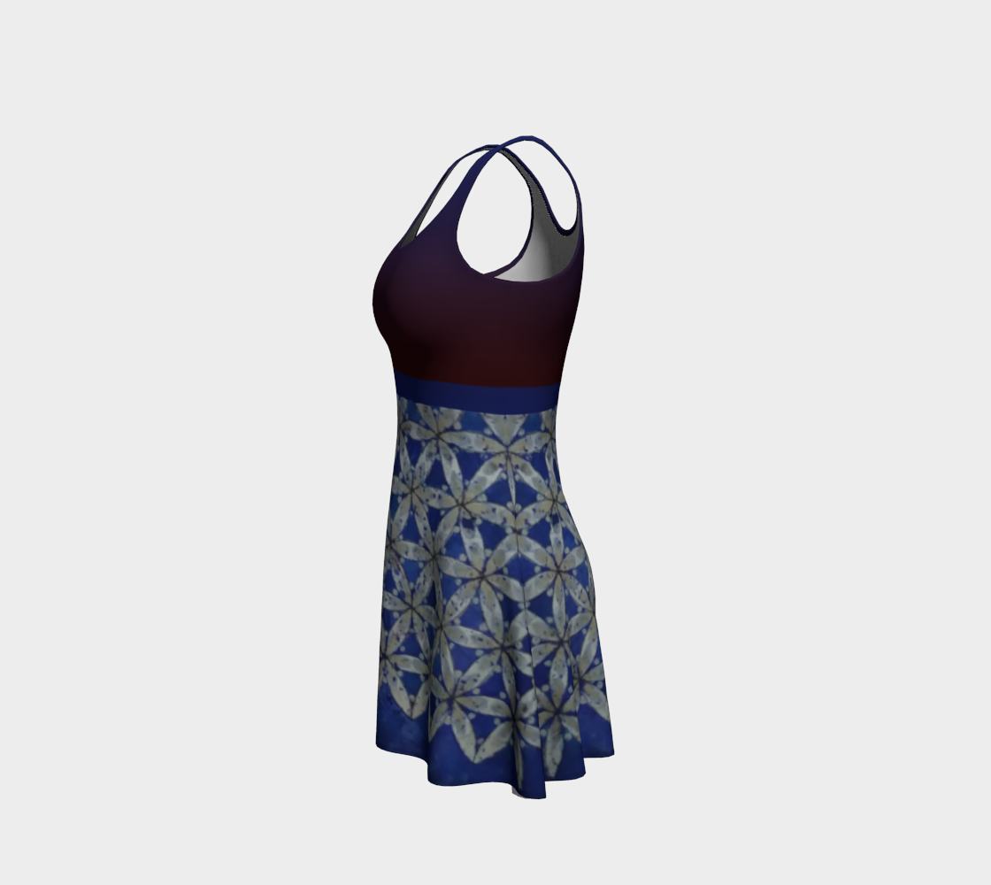 Red White & Blue Floral Flower of Life Tank Dress with Red Ombre Top thumbnail #3