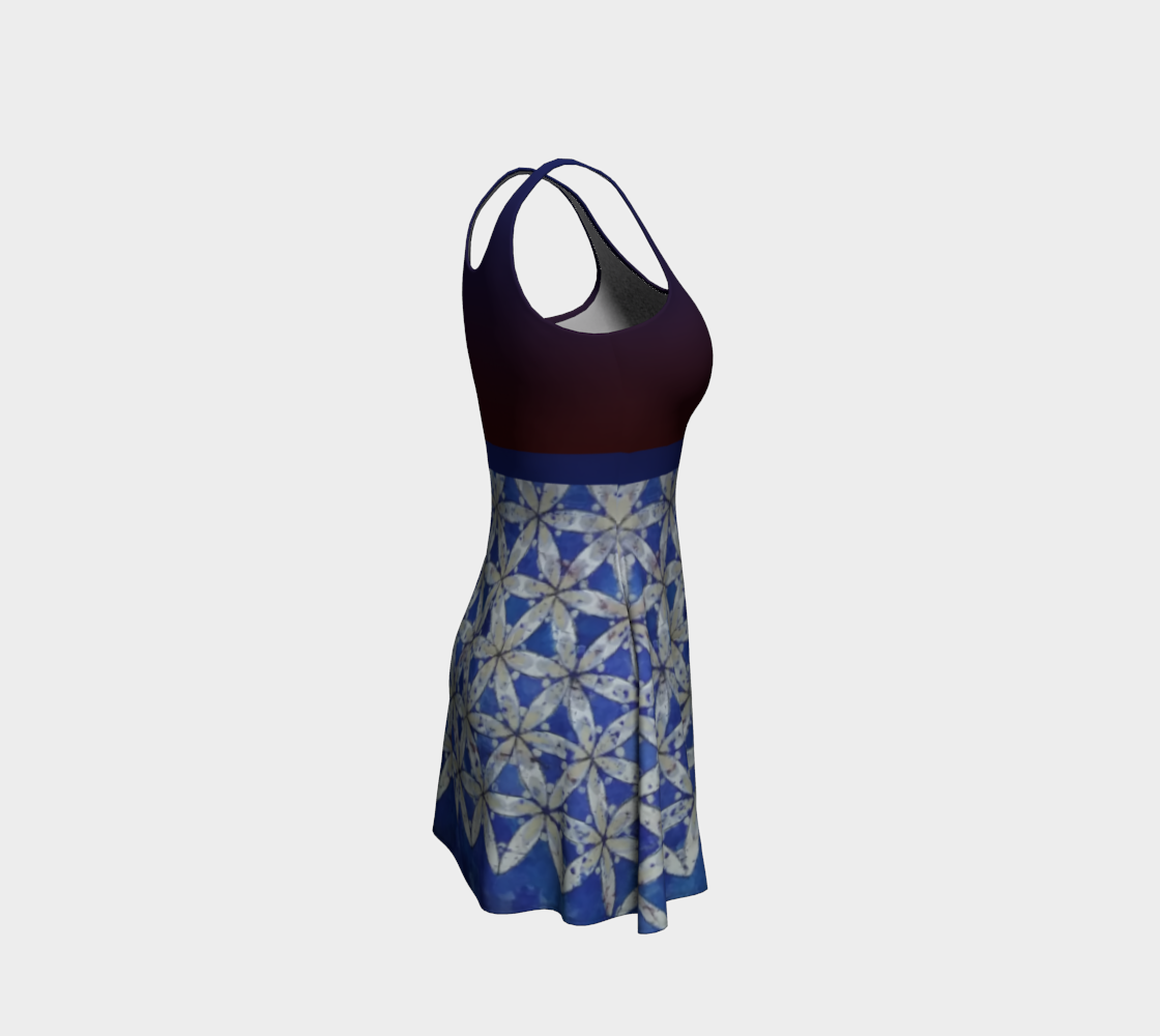 Red White & Blue Floral Flower of Life Tank Dress with Red Ombre Top thumbnail #5