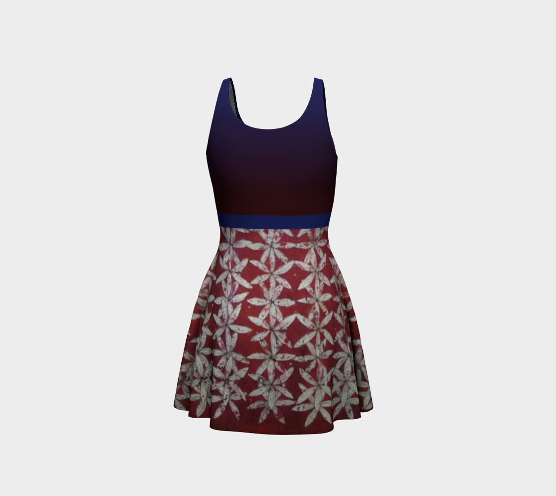 Red & White Floral Flower of Life Tank Dress w/ Red Ombre Top preview #3