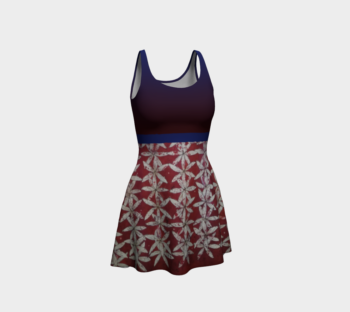 Red & White Floral Flower of Life Tank Dress w/ Red Ombre Top 3D preview