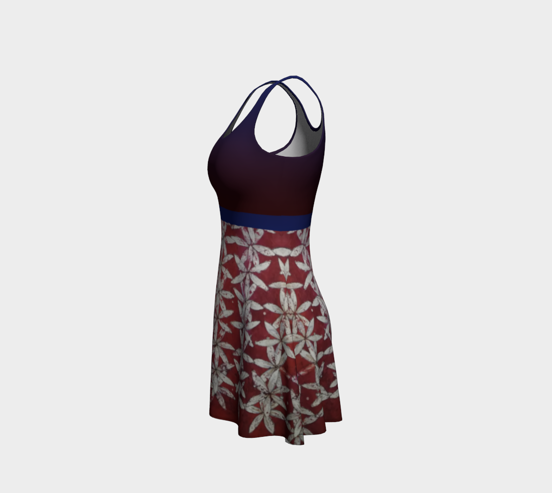Red & White Floral Flower of Life Tank Dress w/ Red Ombre Top preview #2
