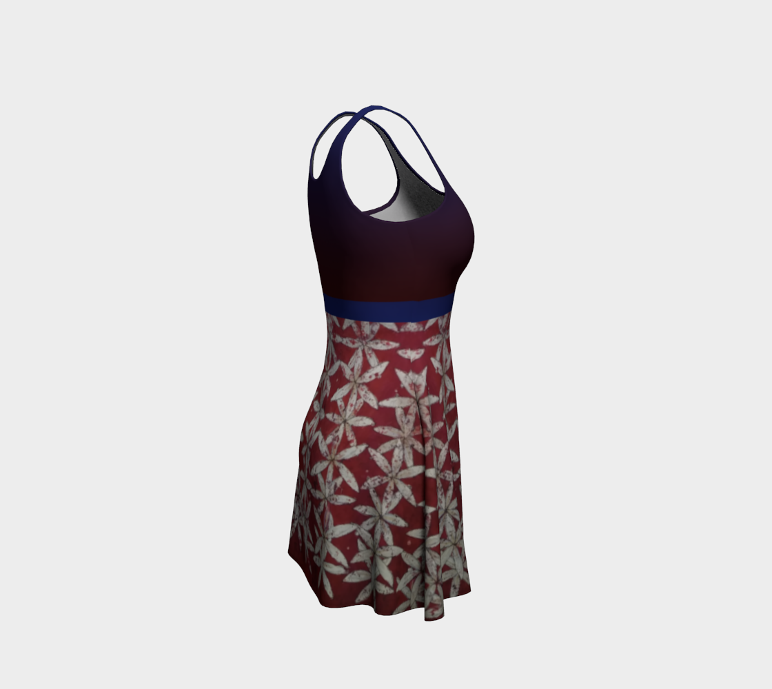 Red & White Floral Flower of Life Tank Dress w/ Red Ombre Top preview #4