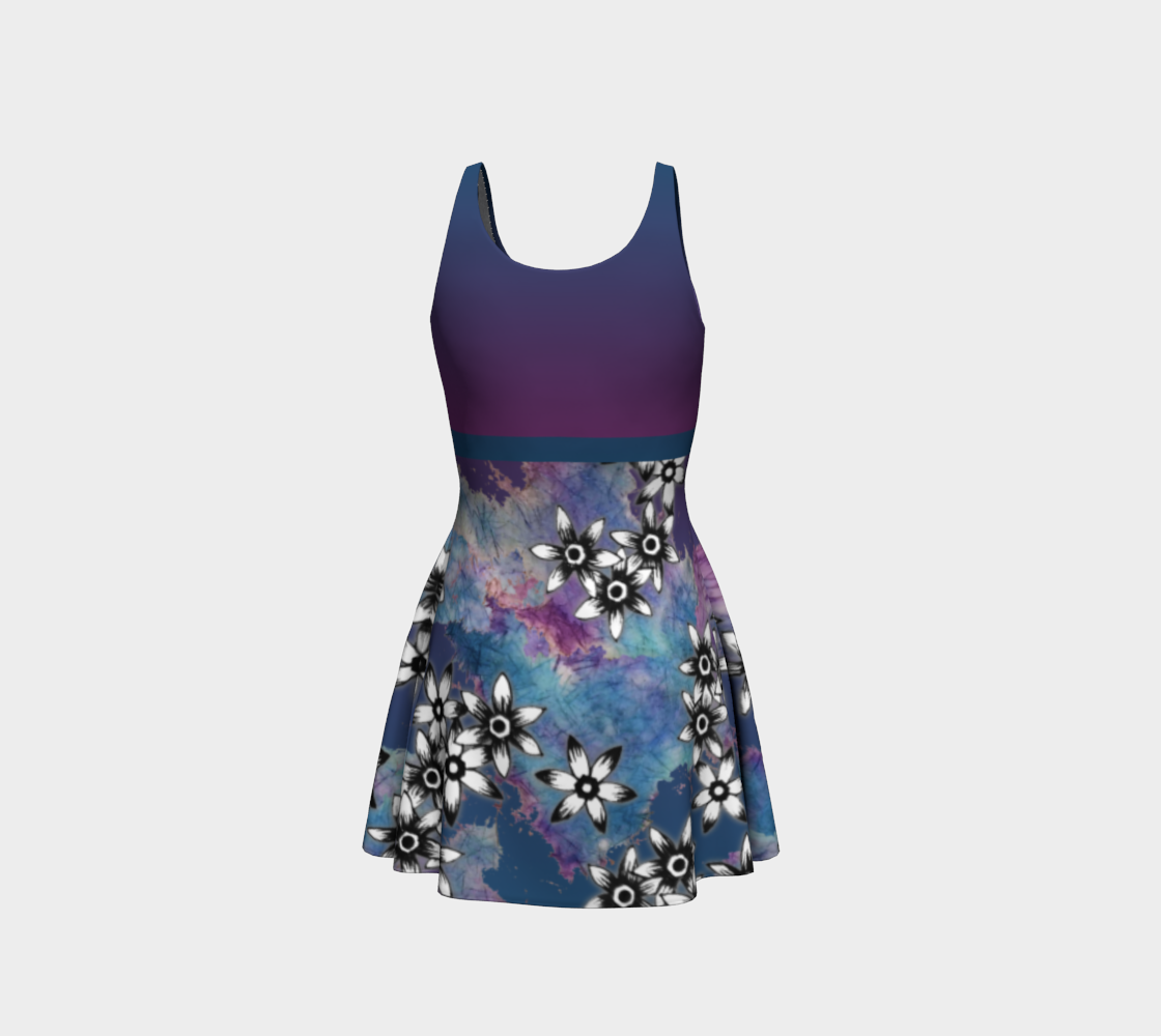 Purple Blue Dark Ombre Floral Tank Dress preview #3