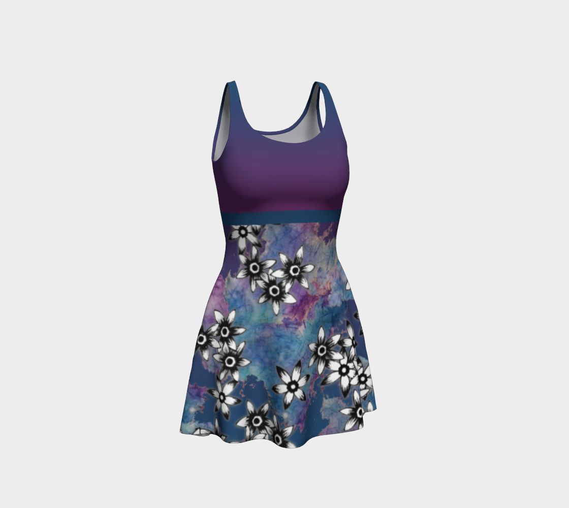 Purple Blue Dark Ombre Floral Tank Dress preview #1