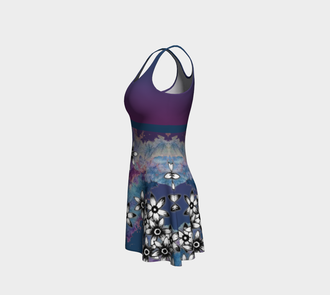 Purple Blue Dark Ombre Floral Tank Dress preview #2