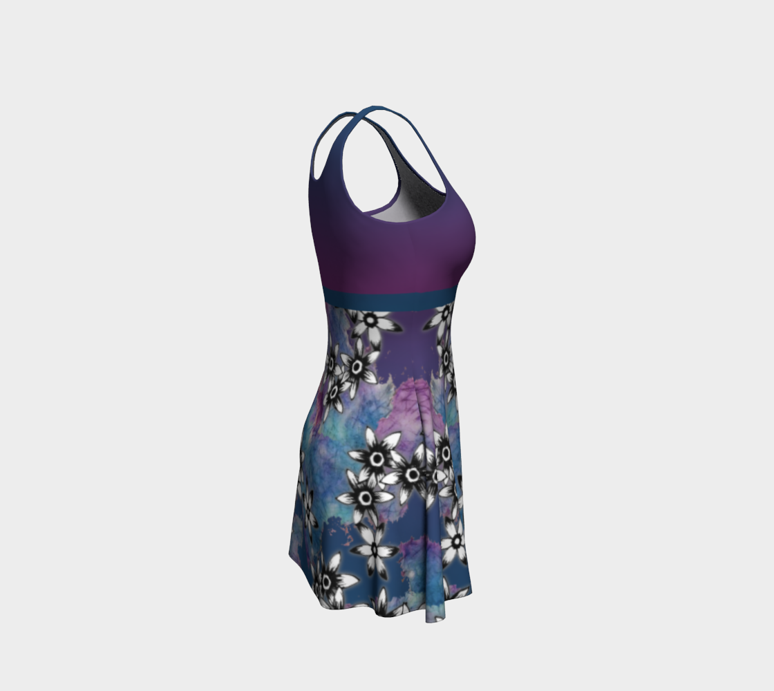 Purple Blue Dark Ombre Floral Tank Dress preview #4
