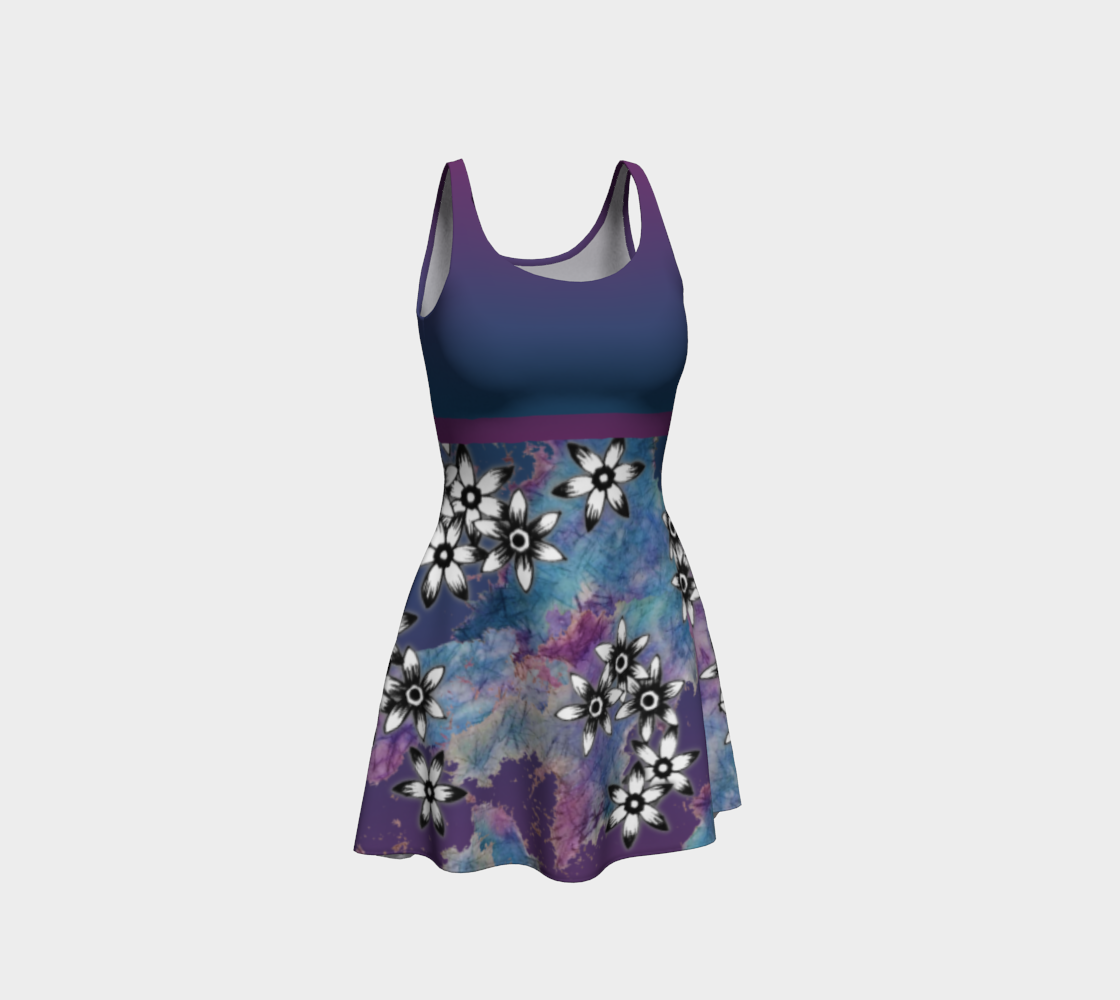 Blue Purple Dark Ombre Floral Tank Dress preview