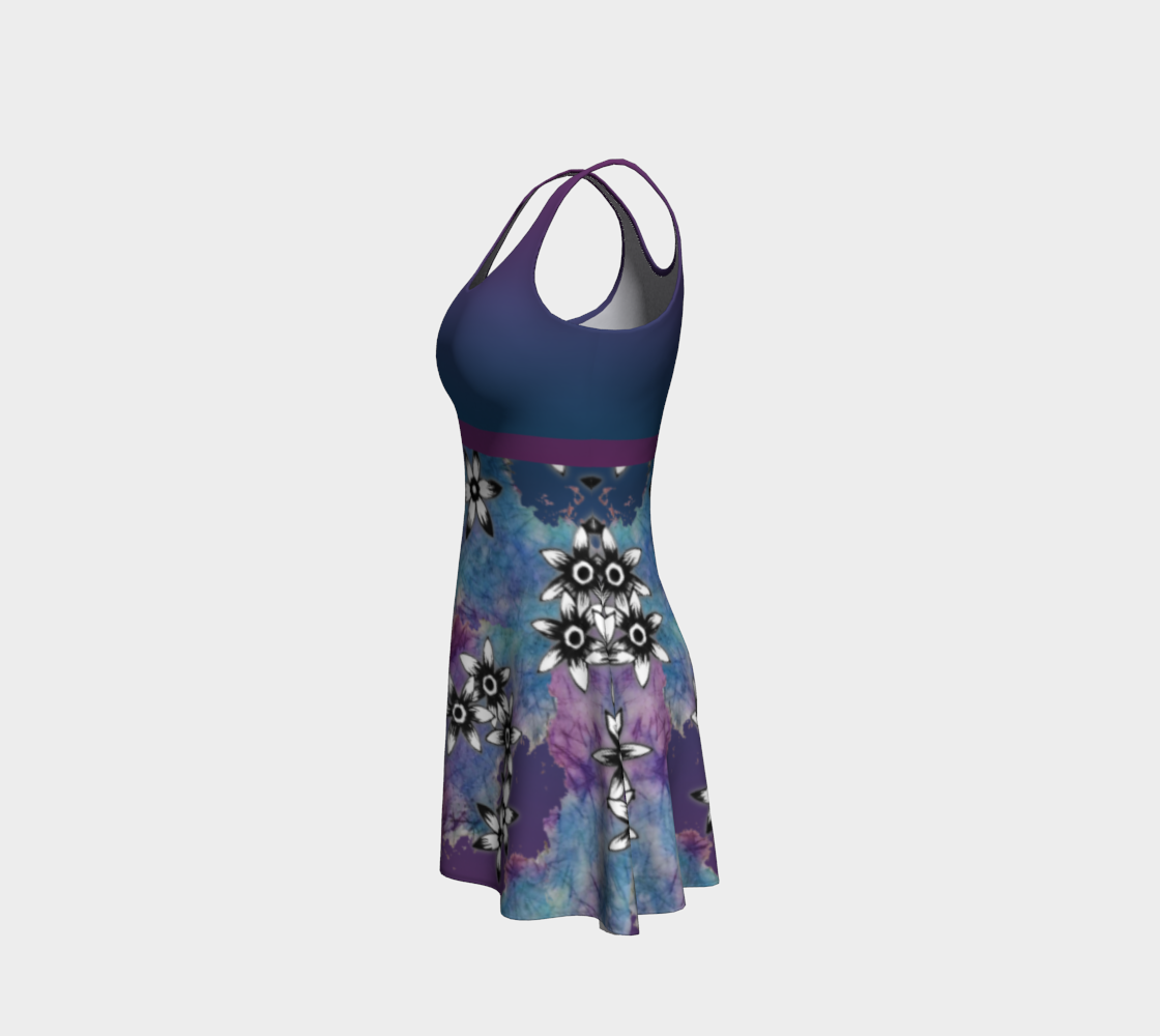 Blue Purple Dark Ombre Floral Tank Dress thumbnail #3