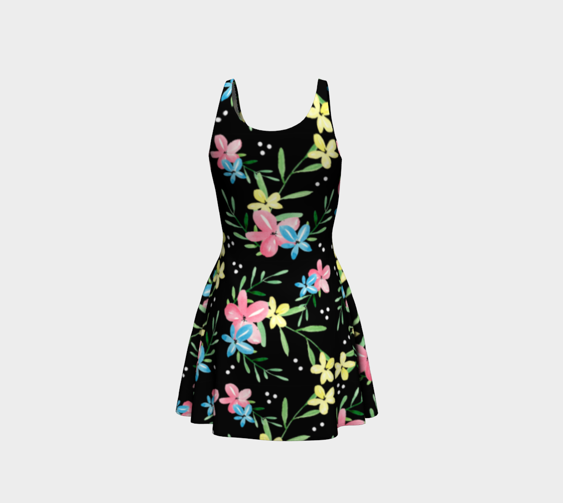 Floral Watercolor Flare Dress preview #3