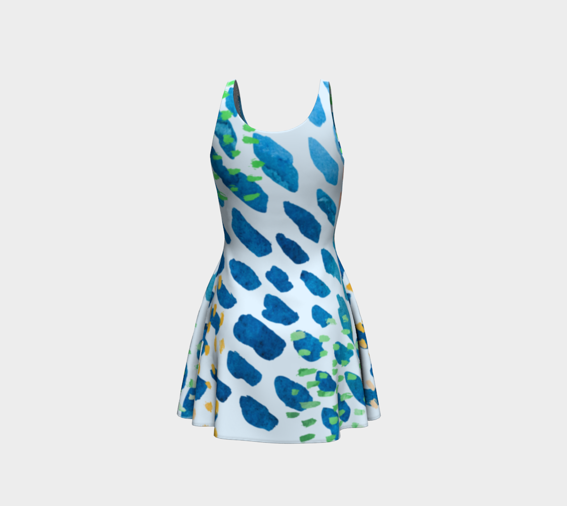 Under The Sea Watercolor Abstract Flare Dress preview #3