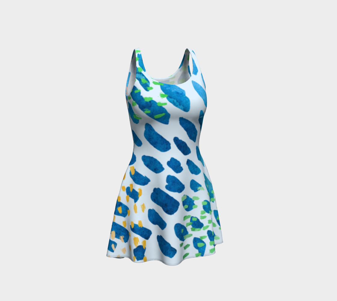 Under The Sea Watercolor Abstract Flare Dress preview #1