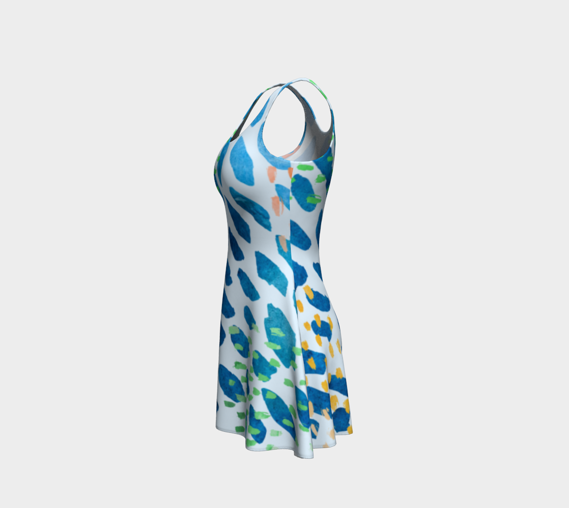 Under The Sea Watercolor Abstract Flare Dress preview #2