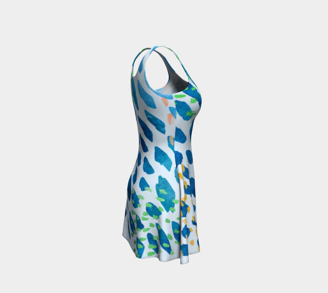 Under The Sea Watercolor Abstract Flare Dress preview #4