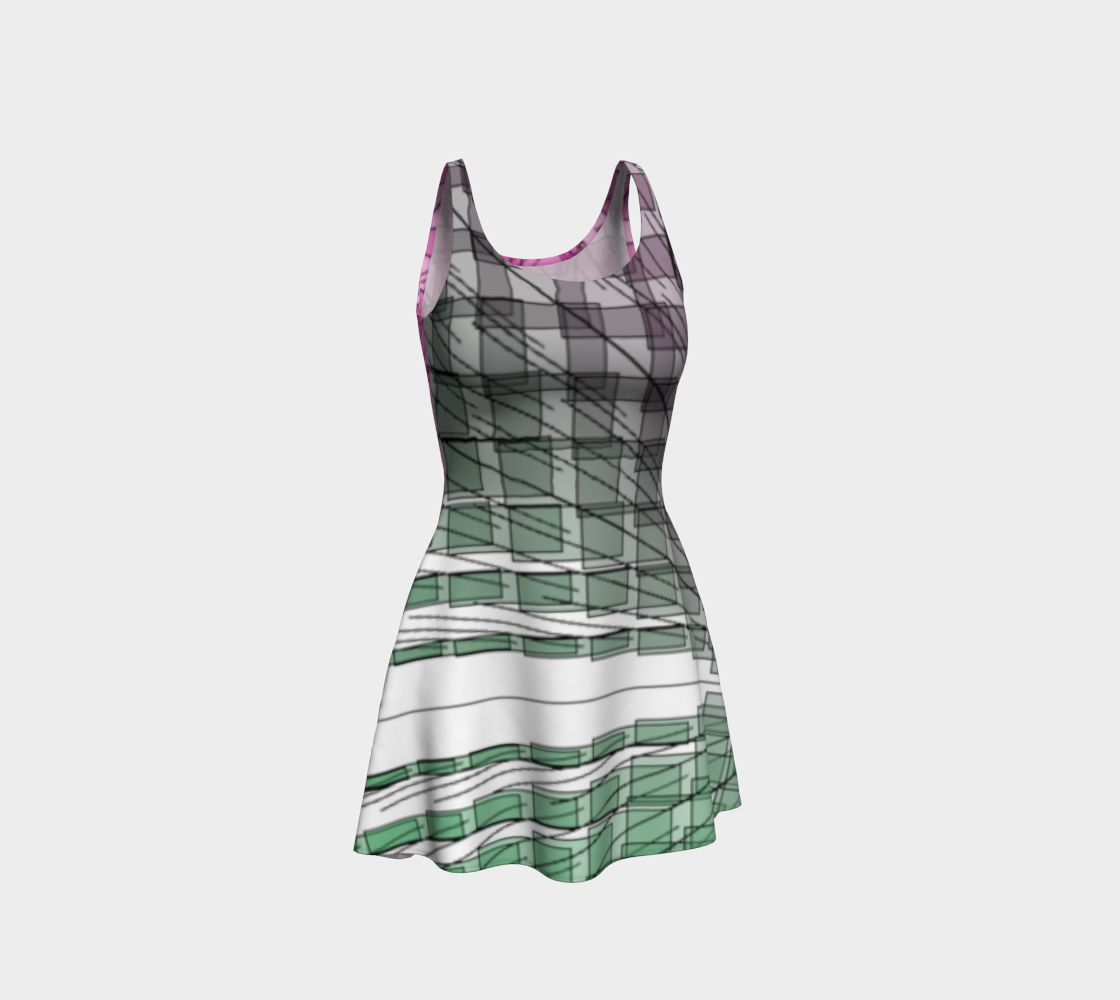 Green Red Ombre flow flare dress 1 preview