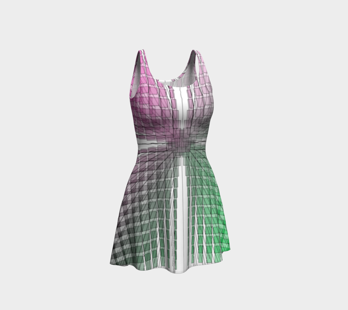 Green Red Ombre flow flare dress 0 preview