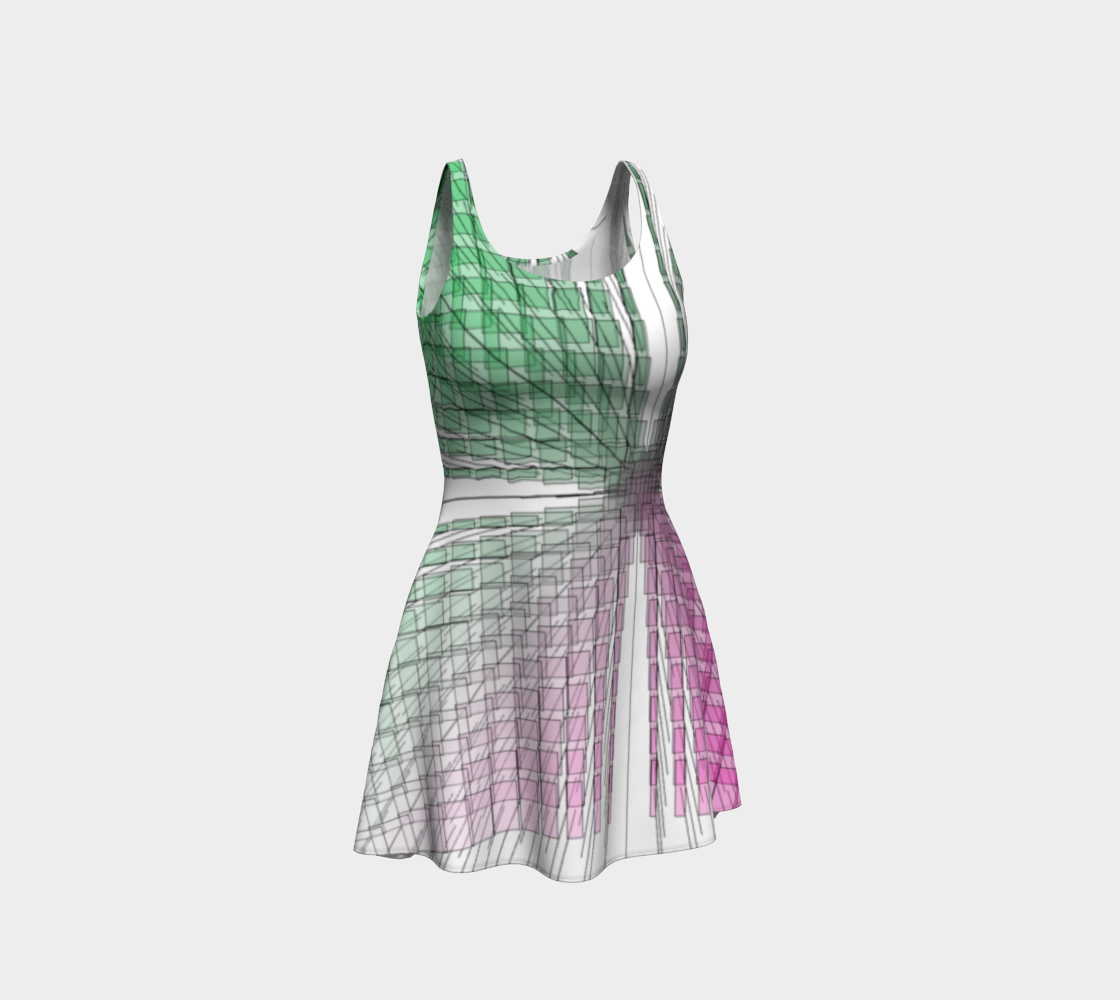 Green Red Ombre flow flare dress 3 preview