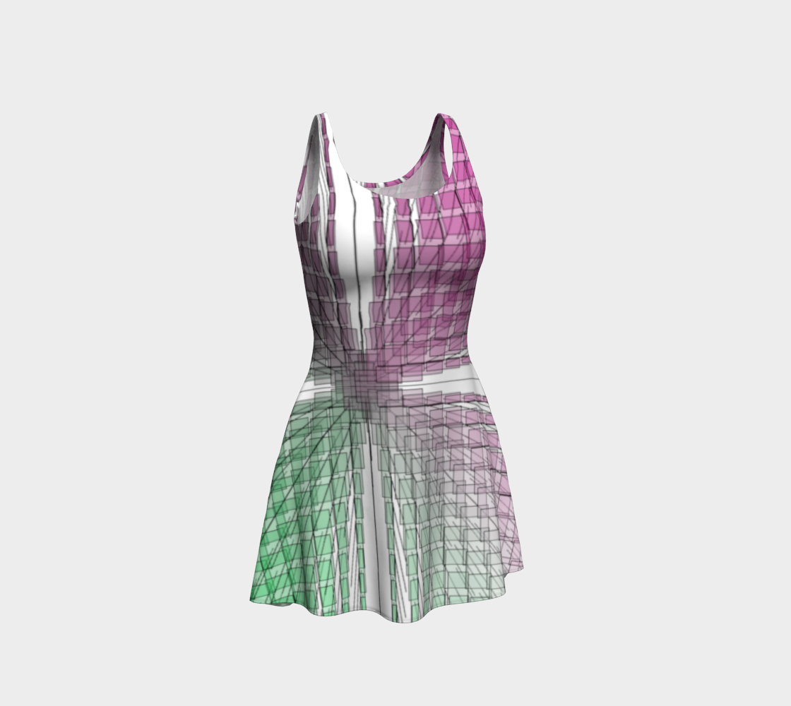 Green Red Ombre flow flare dress 4 preview