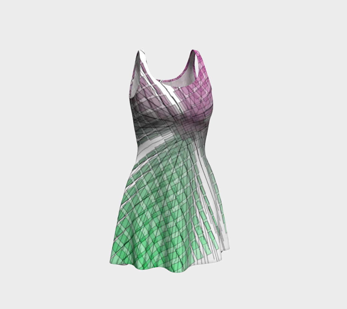 Green Red Ombre flow flare dress 5 preview