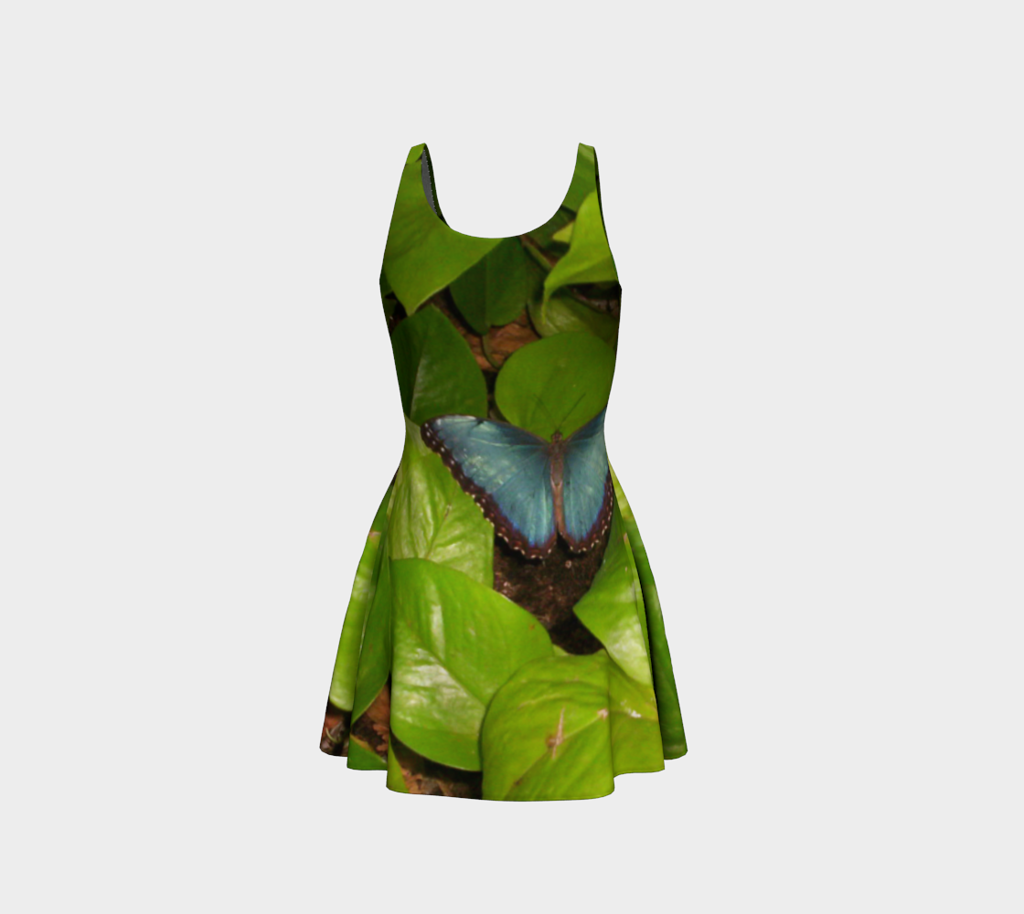 Aperçu de Blue Morpho Butterfly Flare Dress #3