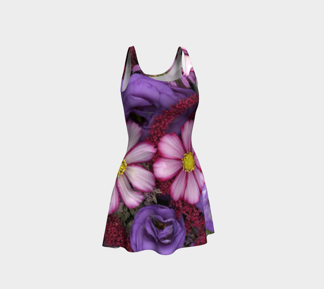 Aperçu de Flare Dress * Multicolor Floral Sleeveless Short Dress * Flowered Skater Skirted Dresses * Jade's Heart Design
