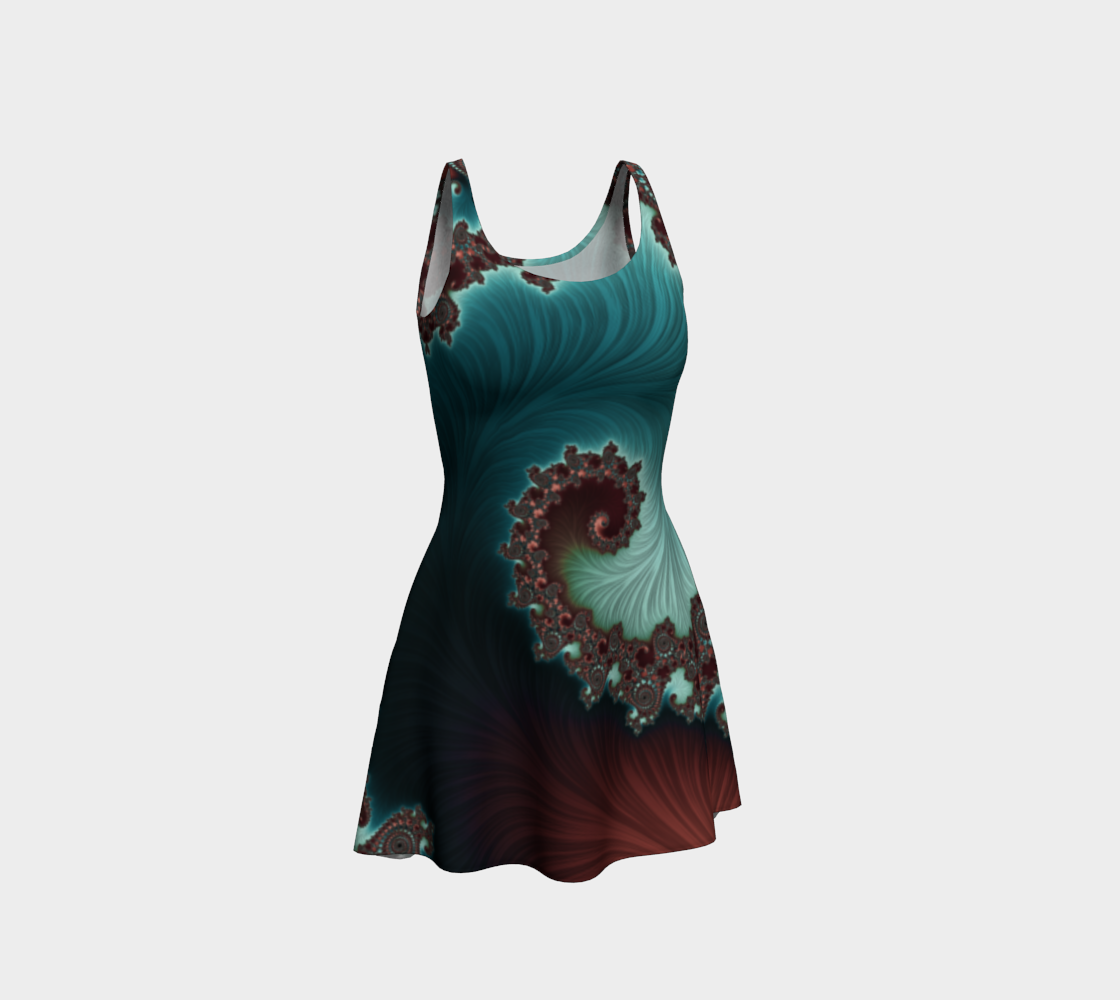 Velvet Crush Teal and Copper Flare Dress preview