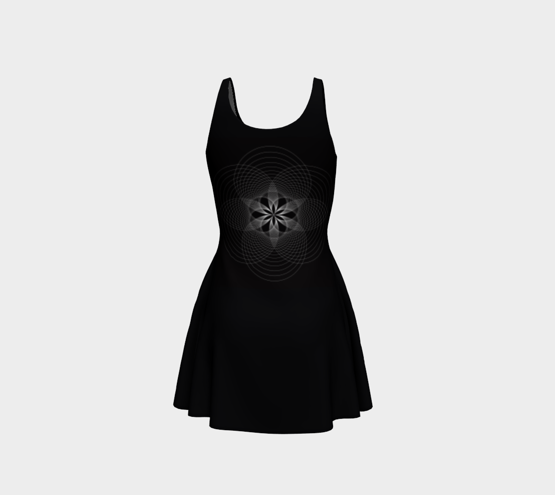 Focus Flower Black and White Flare Dress 2 preview #3
