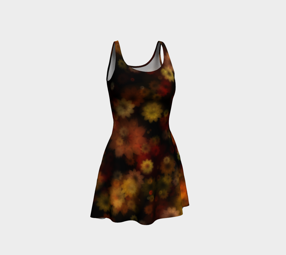 Aperçu de Moody Red Gold Floral Flare Dress