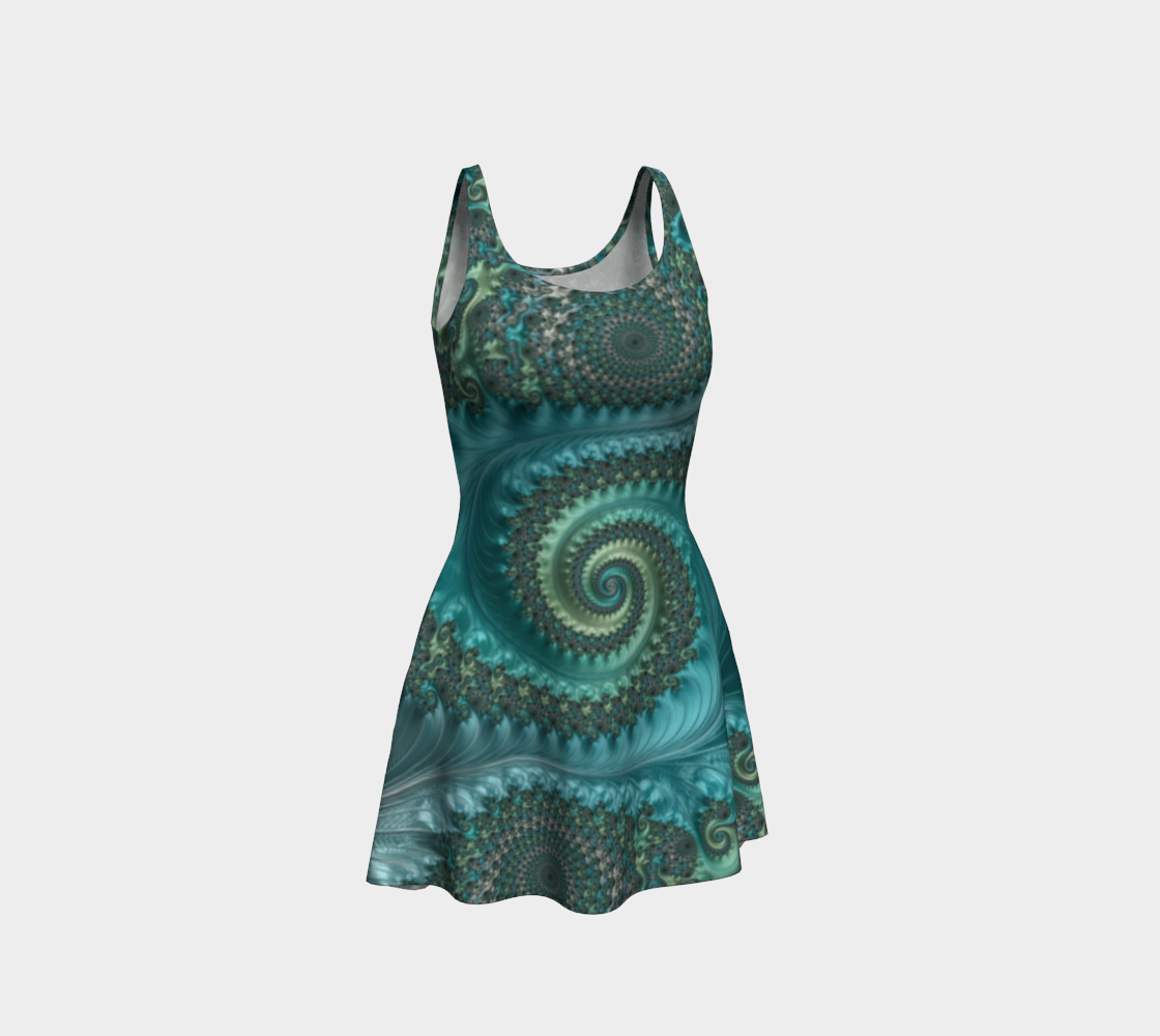 Feathery Flow Teal Flare Dress preview