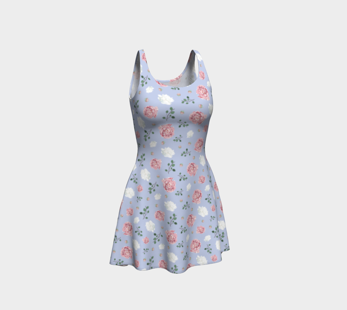 Peonies Flare Dress (Blue) preview