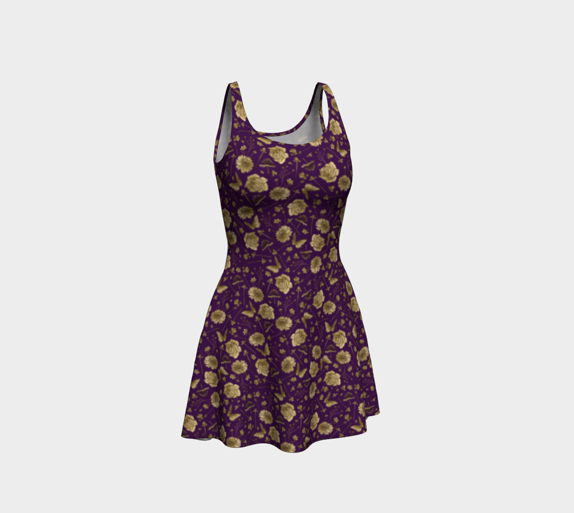 Petal to the metal violet & gold flare dress preview