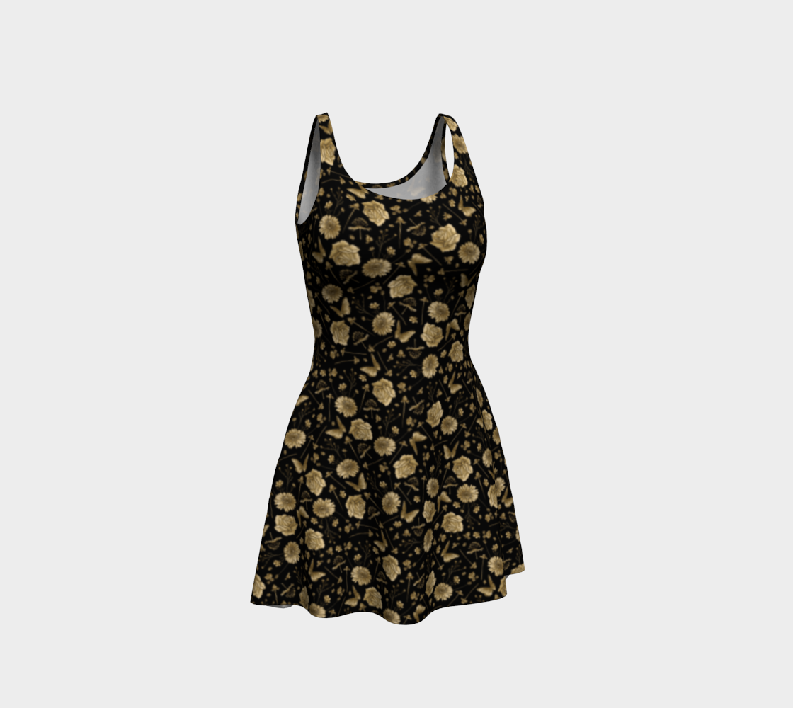 Petal to the metal black & gold flare dress preview