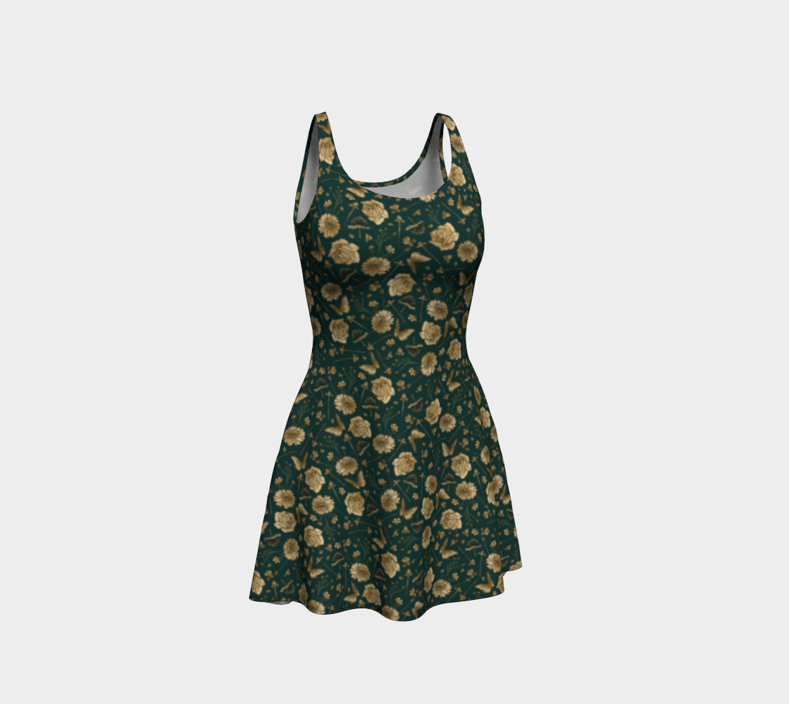Petal to the metal emerald & gold flare dress preview