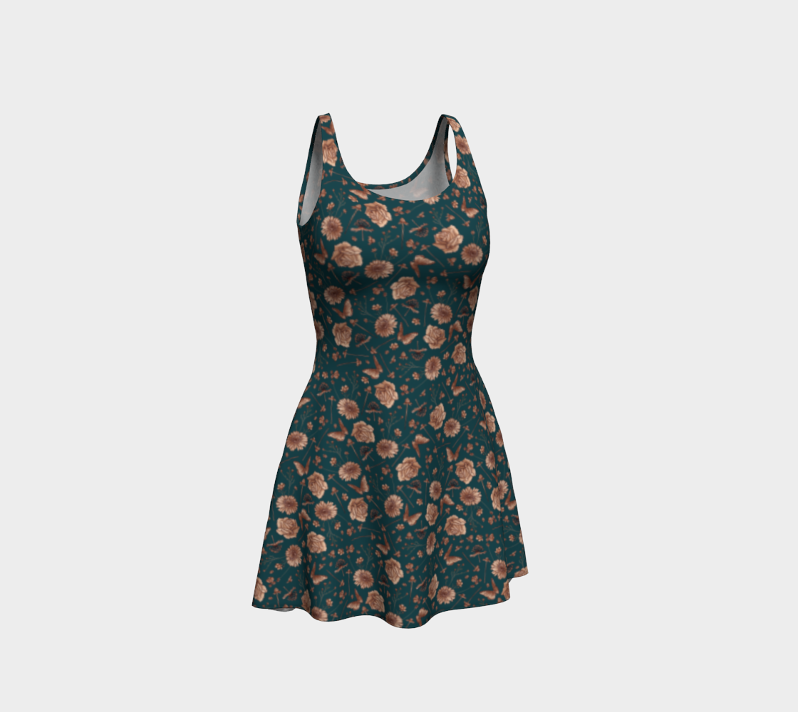 Petal to the metal teal & rose gold flare dress preview