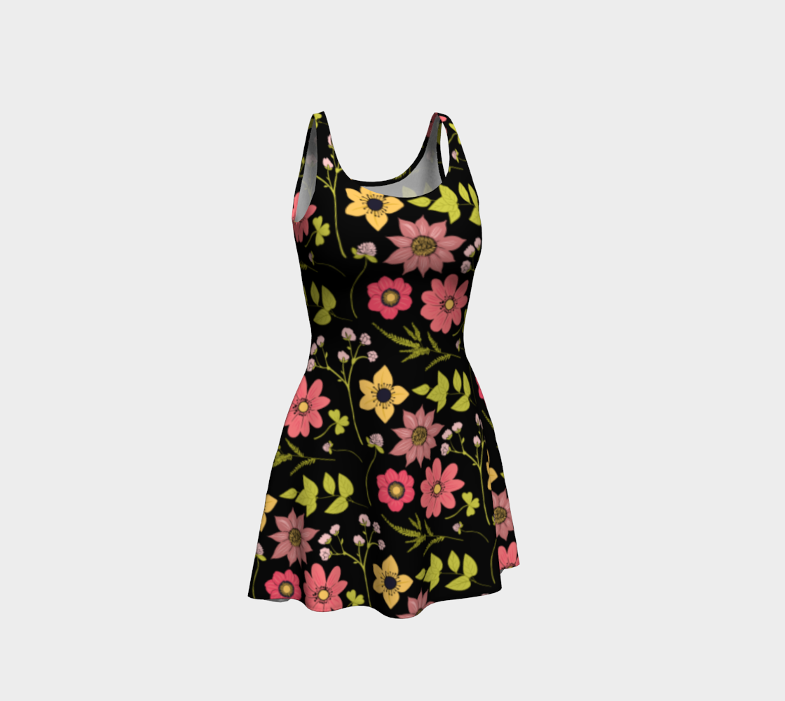 Pink & Yellow Blooms Flare Dress preview